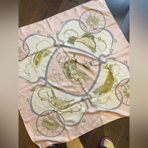 HERMES Pink Gray Hermès Paris Carre Springs Ledoux Silk Scarf RARE